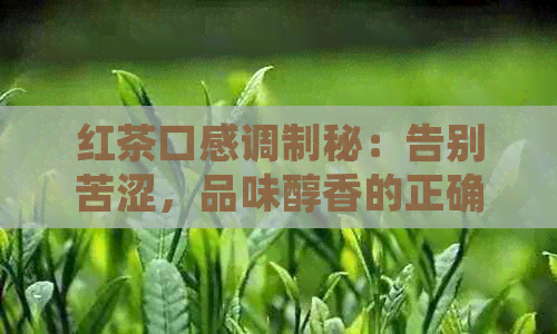 红茶口感调制秘：告别苦涩，品味醇香的正确方法