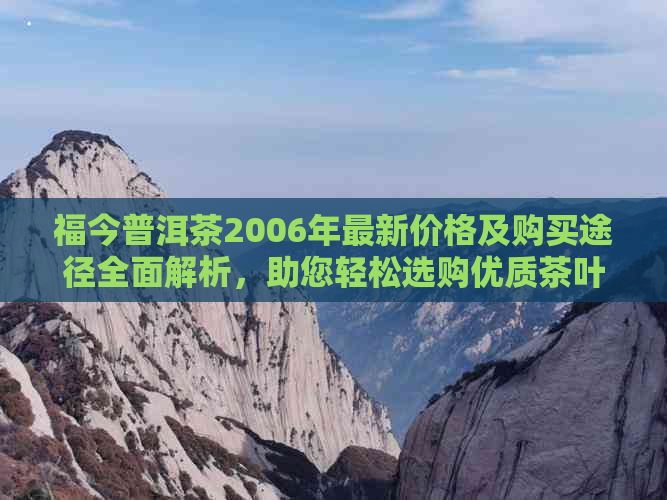 福今普洱茶2006年最新价格及购买途径全面解析，助您轻松选购优质茶叶