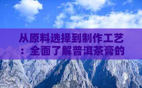 从原料选择到制作工艺：全面了解普洱茶膏的制作过程与技巧