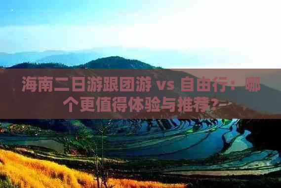 海南二日游跟团游 vs 自由行：哪个更值得体验与推荐？