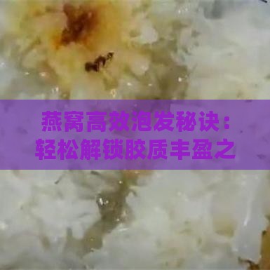 燕窝高效泡发秘诀：轻松解锁胶质丰盈之美