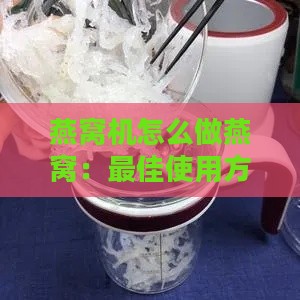 燕窝机怎么做燕窝：更佳使用方法与美味制作技巧