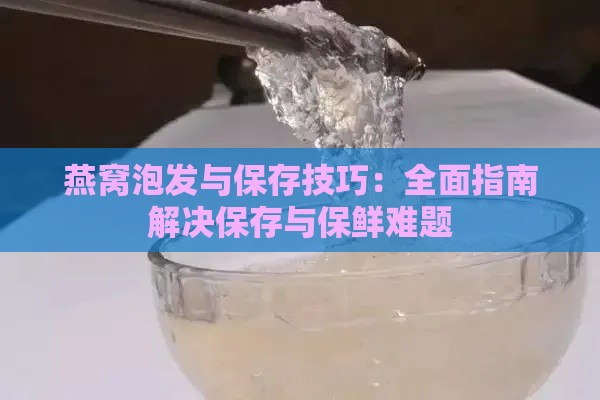 燕窝泡发与保存技巧：全面指南解决保存与保鲜难题